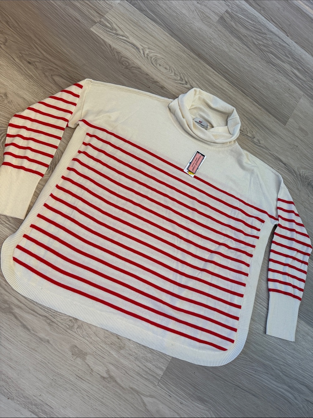 VINEYARD VINES COWL SWEATER WITH RED AND CREAM STRIPES - ENDLESS SUMMER!